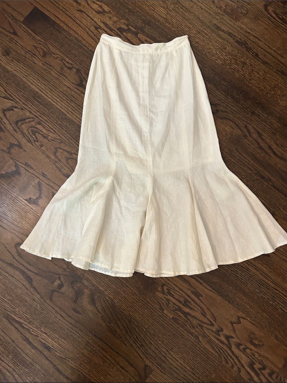 JSong Collection Elegant Ivory Flared Linen Skirt Sz 6